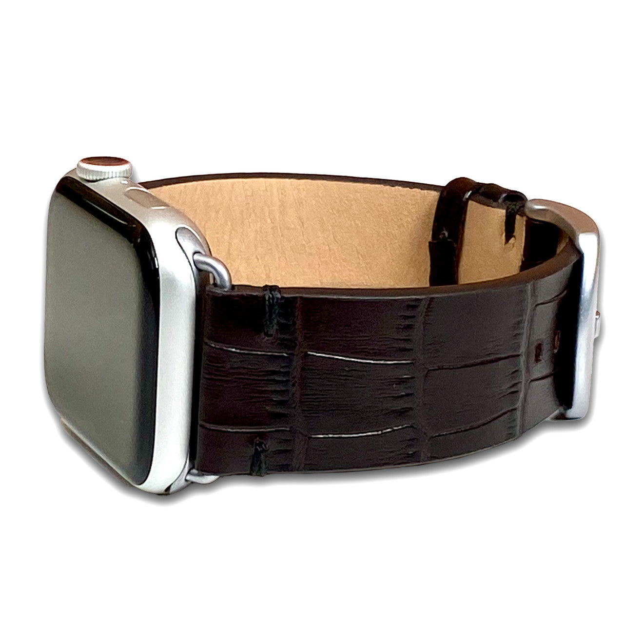 Apple Watch | Embossed Alligator Grain Watch Band | Hollywood | Mocha | Vintage Stitch