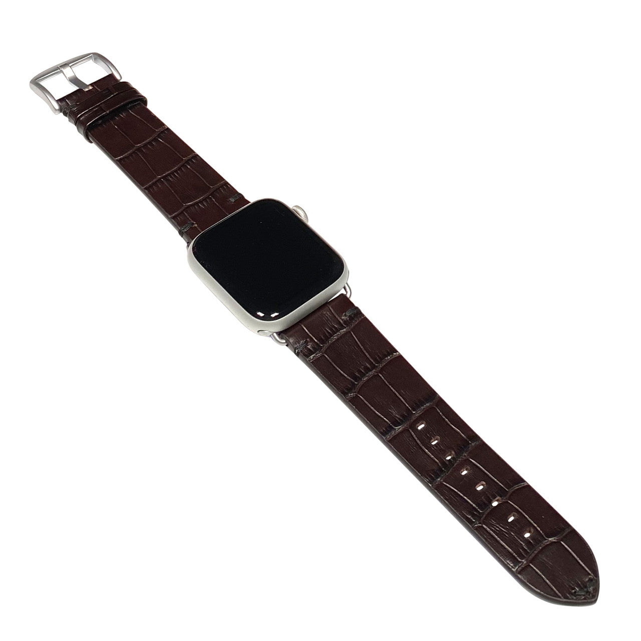 Apple Watch | Embossed Alligator Grain Watch Band | Hollywood | Mocha | Vintage Stitch