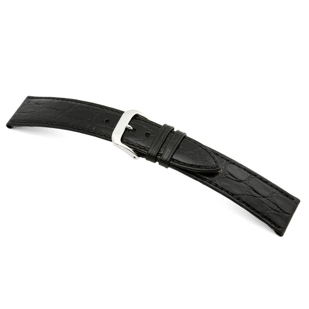 Embossed Leather Crocodile Print Watch Band | Black | Brazil