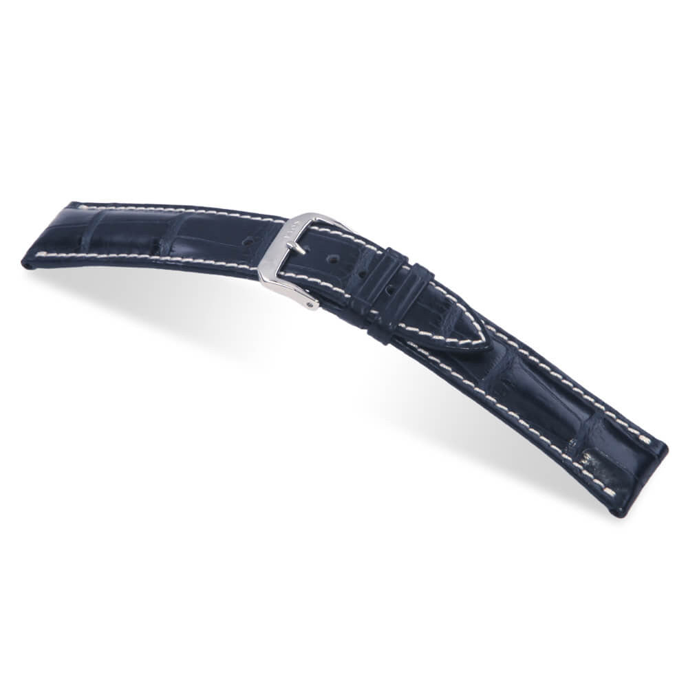 Genuine Alligator Watch Band | Ocean Blue | Connoisseur | Full Cut