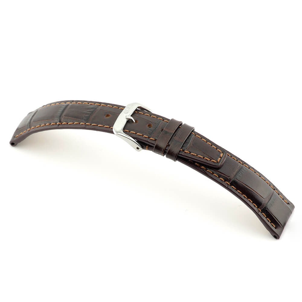 Embossed Alligator Grain on Cow Leather Watch Band | Mocha | Dallas