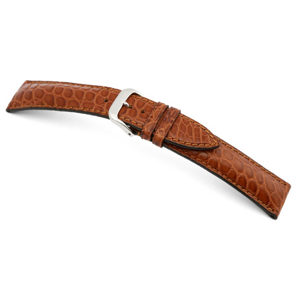 Genuine Alligator Watch Band | Cognac | Imperial | Flank Cut