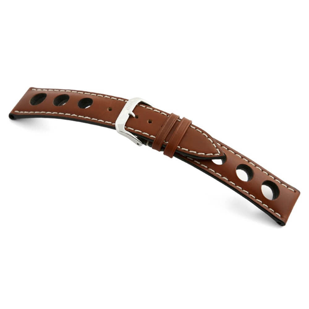 Tanned Leather Watch Band with Racing Holes | Cognac | Kaluga