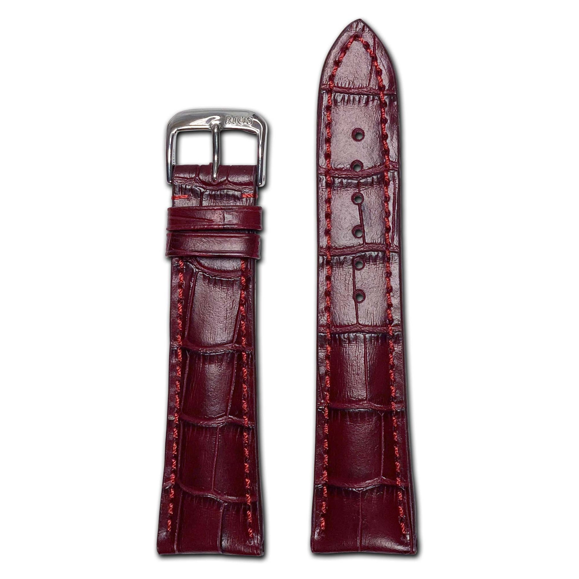 Embossed Leather Alligator Print Watch Band | Burgundy | Louisiana