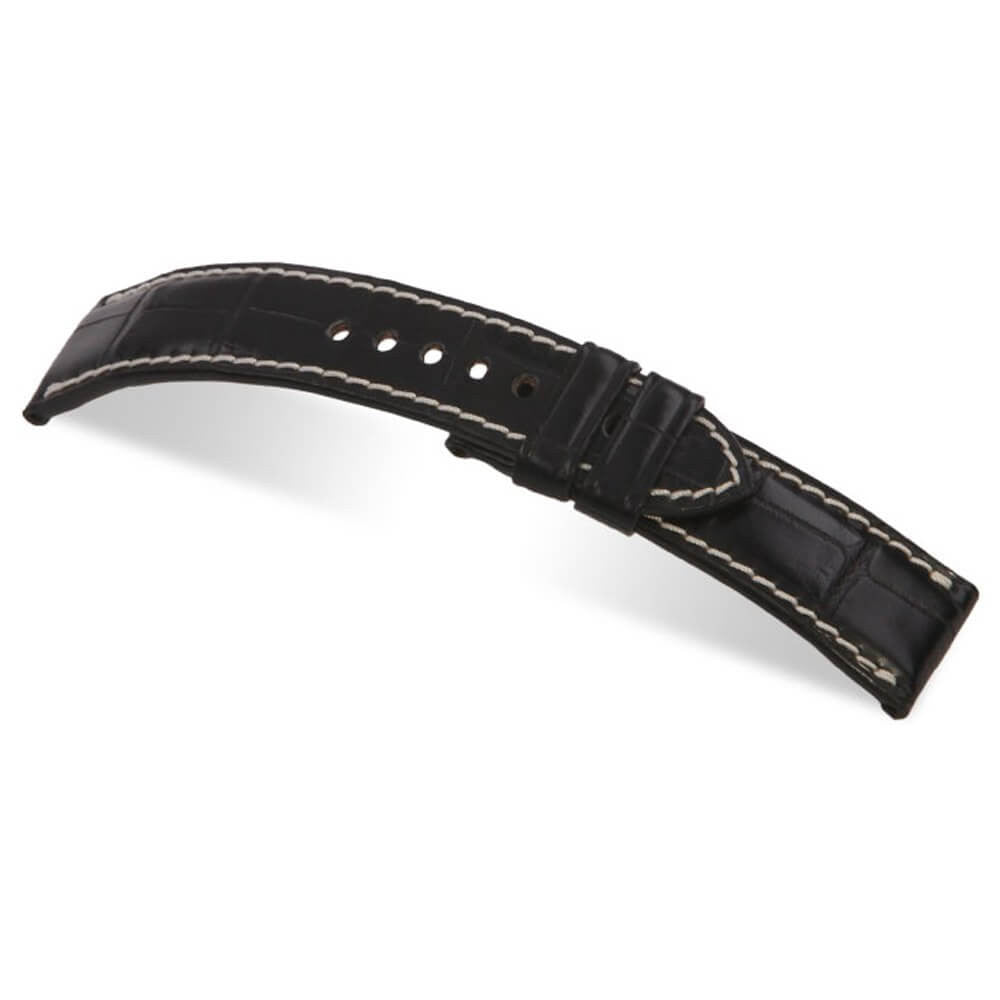 Black Genuine Alligator Watch Band | Pisa | For Panerai Deploy