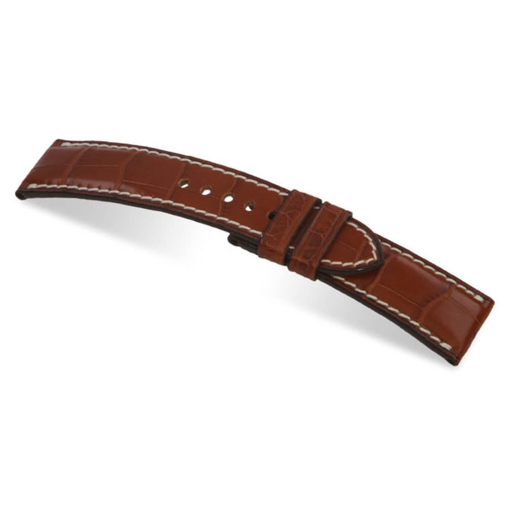 Cognac Genuine Alligator Watch Band | Pisa | For Panerai Deploy