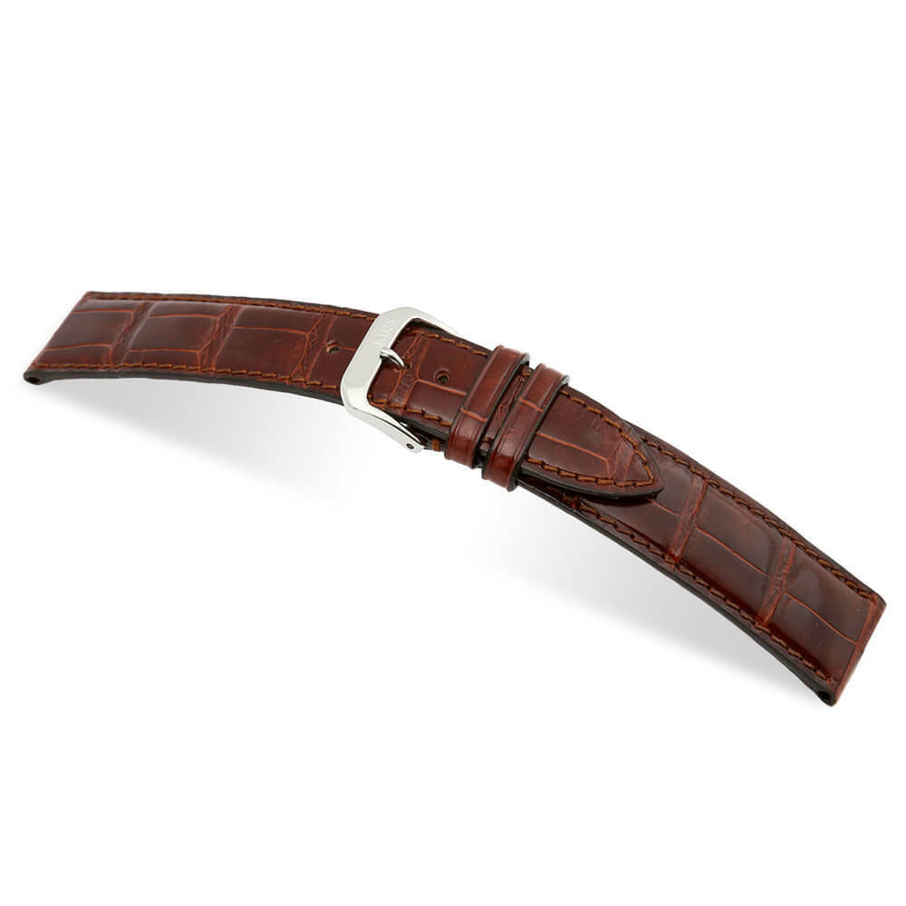 Genuine Alligator Watch Band | Mahogany | Premier | Glossy | Full Cut