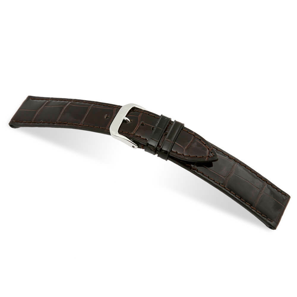 Genuine Alligator Watch Band | Mocha | Premier | Glossy | Full Cut