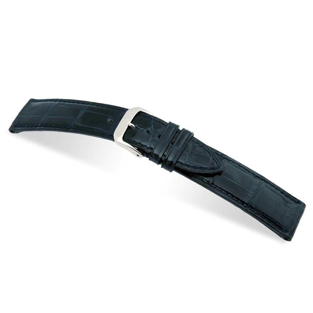 Genuine Alligator Watch Band | Ocean Blue | Premier | Glossy | Full Cut