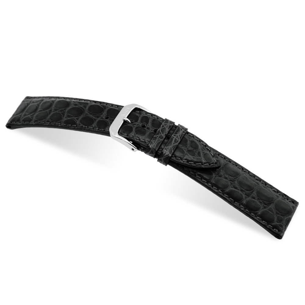 Genuine Alligator Watch Band | Black | Prestige | Flank Cut