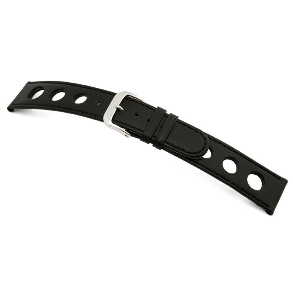 Cow Leather Watch Band with Racing Holes | Black | Racing