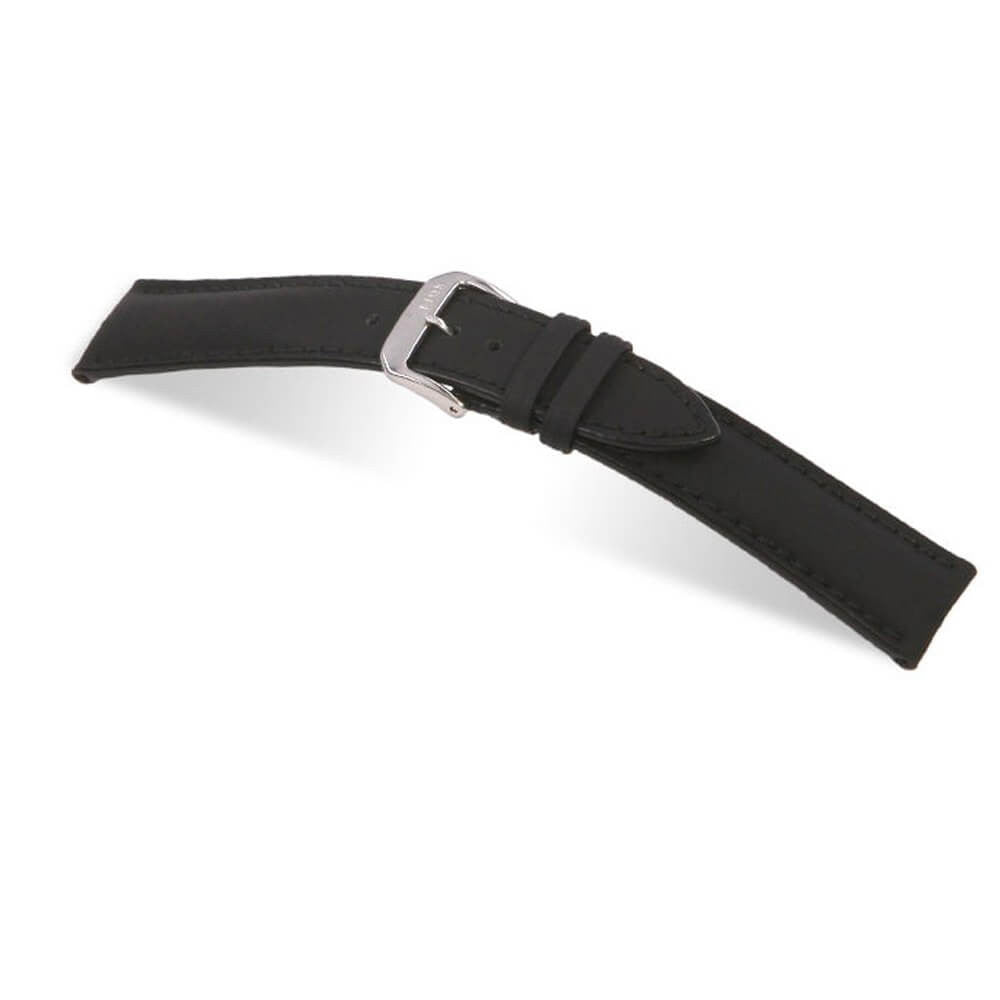 Leather Watch Band | Black | Sunset | Caoutchouc Rubber Lamination | Water Resistant