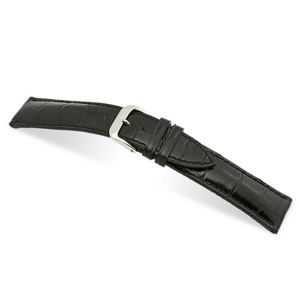 Genuine Alligator Watch Band | Black | Windsor | Glossy Finish | Full Cut