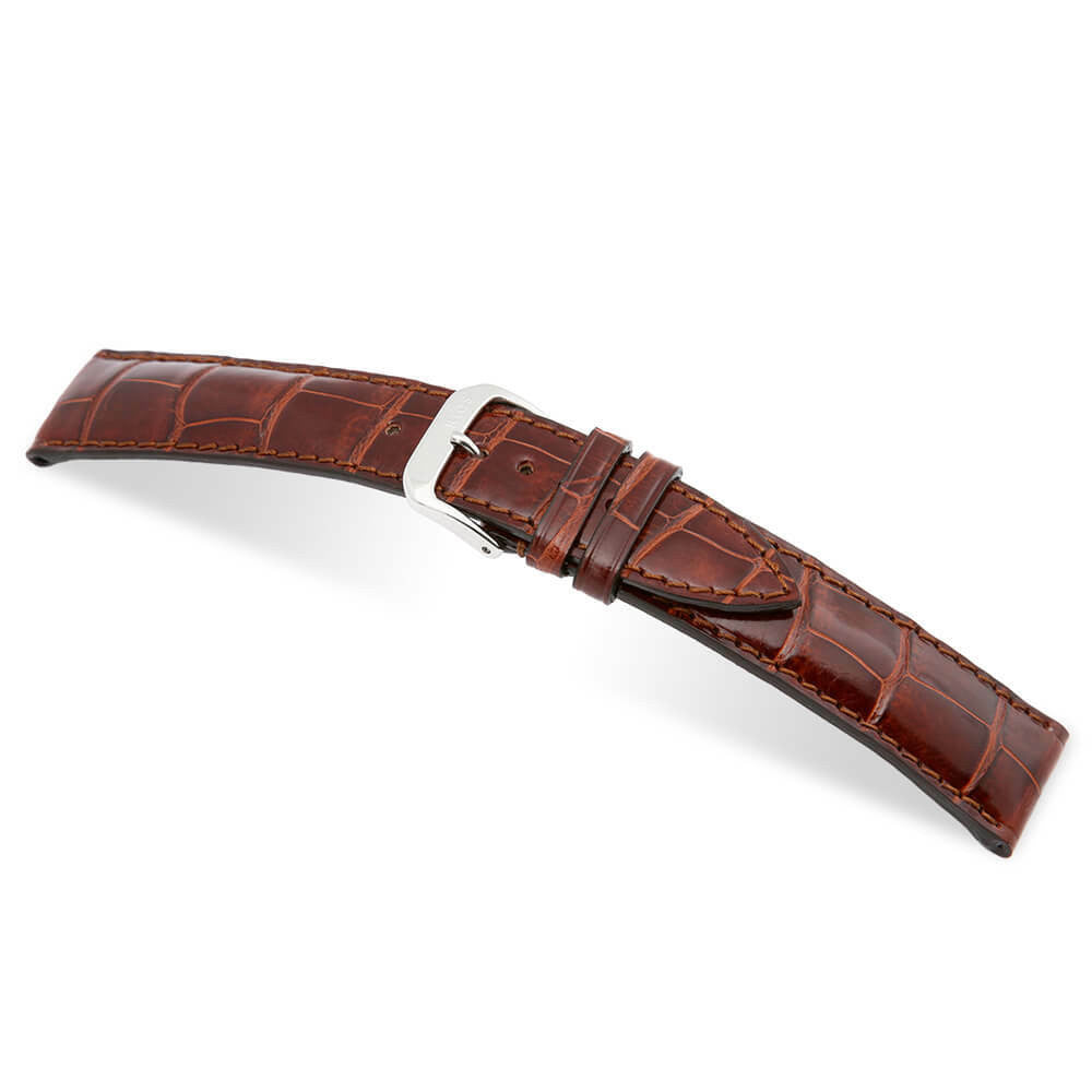 Genuine Alligator Watch Band | Mahogany | Windsor | Glossy Finish | Full Cut