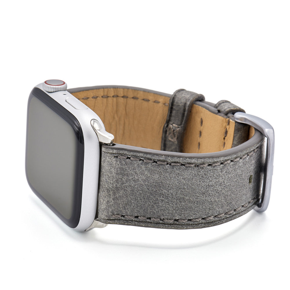 Apple Watch | Vintage Leather Watch Band | Grey | Match Stitch