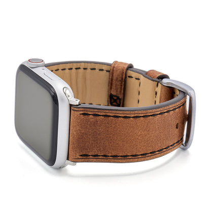 Apple Watch | Vintage Leather Watch Band | Oxford | Mahogany | Black Stitch