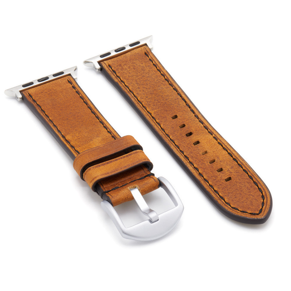 Apple Watch | Vintage Leather Watch Band | Oxford | Cognac | Black Stitch