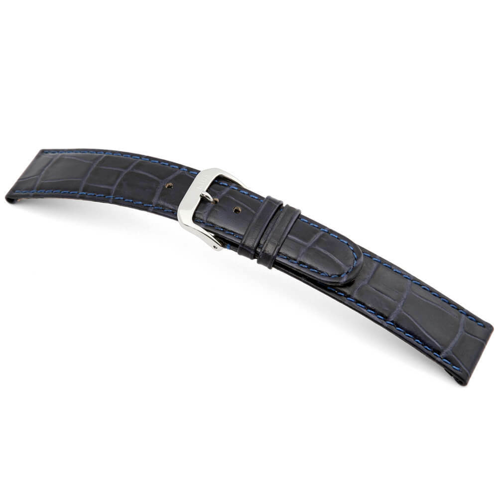 Embossed Leather Alligator Print Watch Band | Navy | Argentina