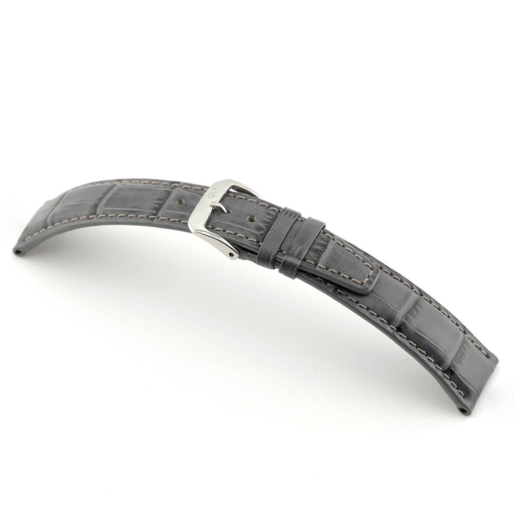 Embossed Alligator Grain on Cow Leather Watch Band | Stone Grey | Dallas