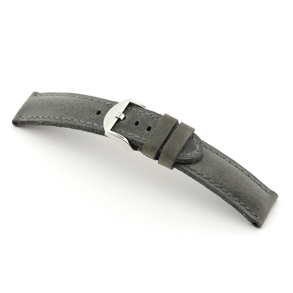 Genuine Vintage Leather Watch Band | Stone Grey | Derby | Padded