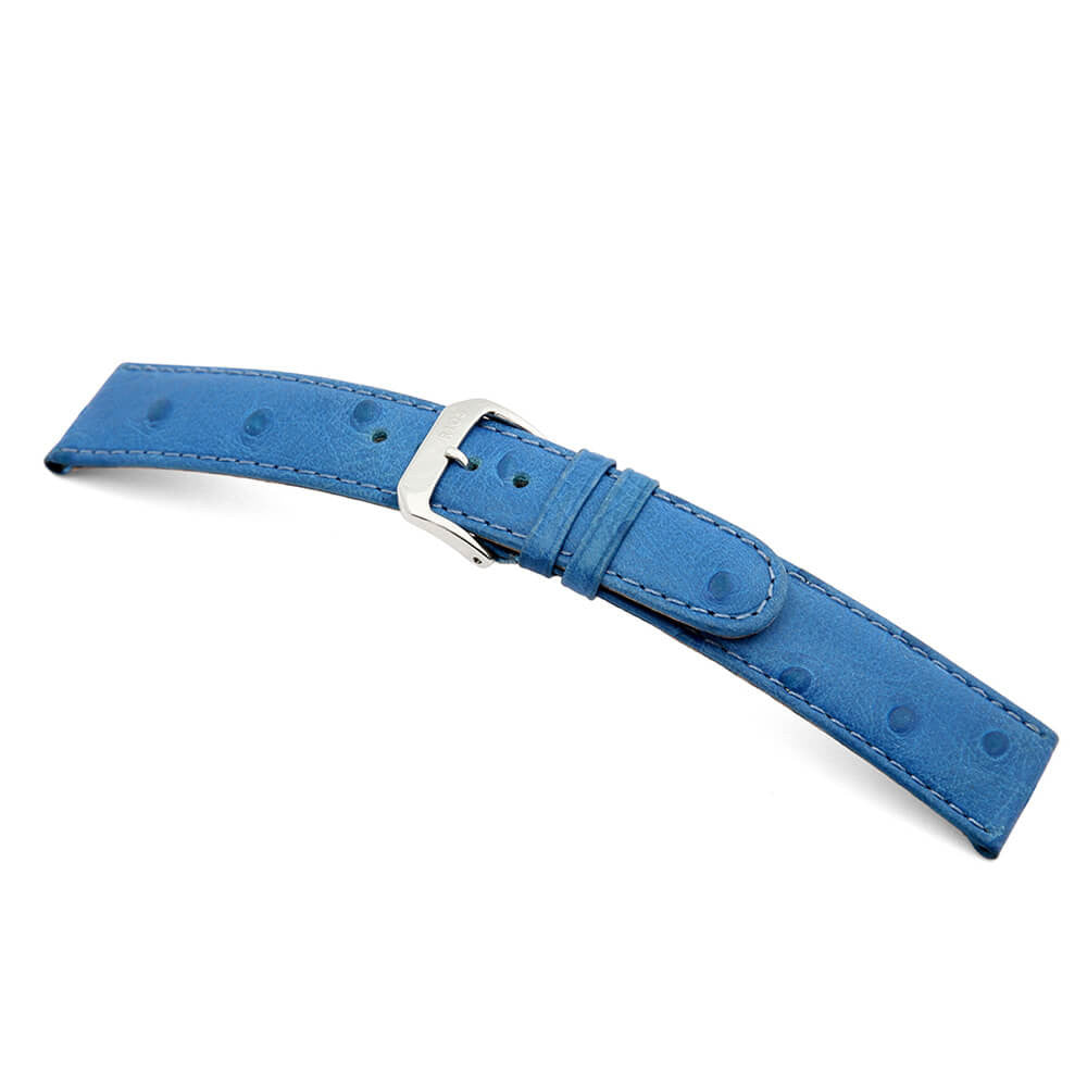 Embossed Leather Ostrich Print Watch Band | Royal Blue | Durban