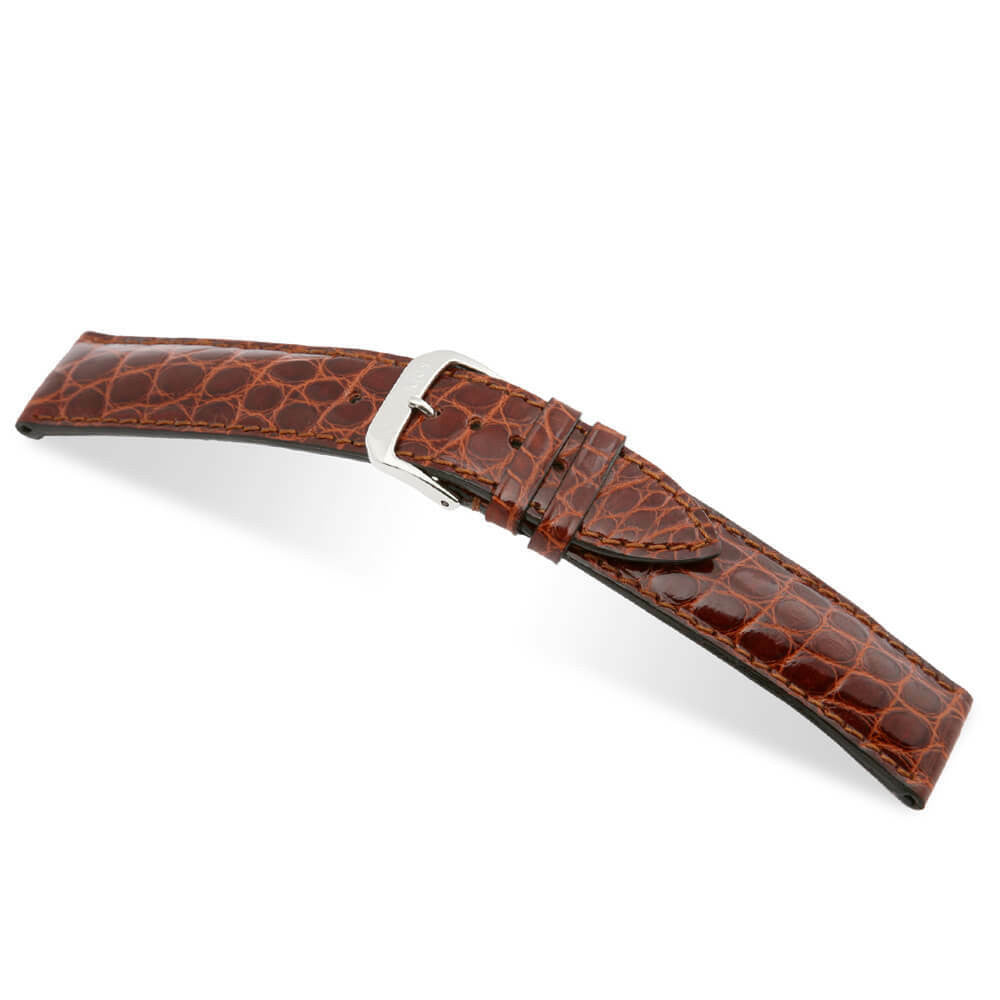 Genuine Alligator Watch Band | Mahogany | Heritage | Glossy Finish | Flank Cut