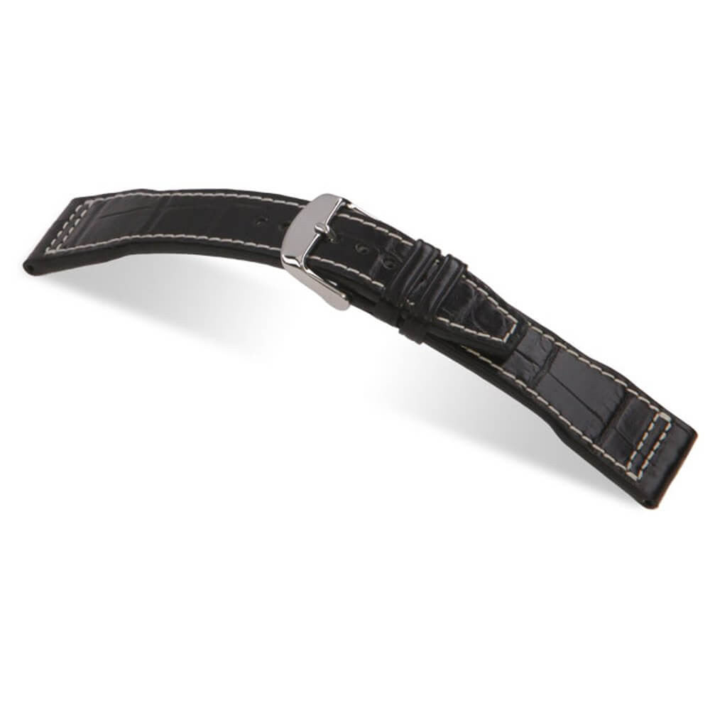 Genuine Alligator Watch Band | Black | Hurricane | IWC Style