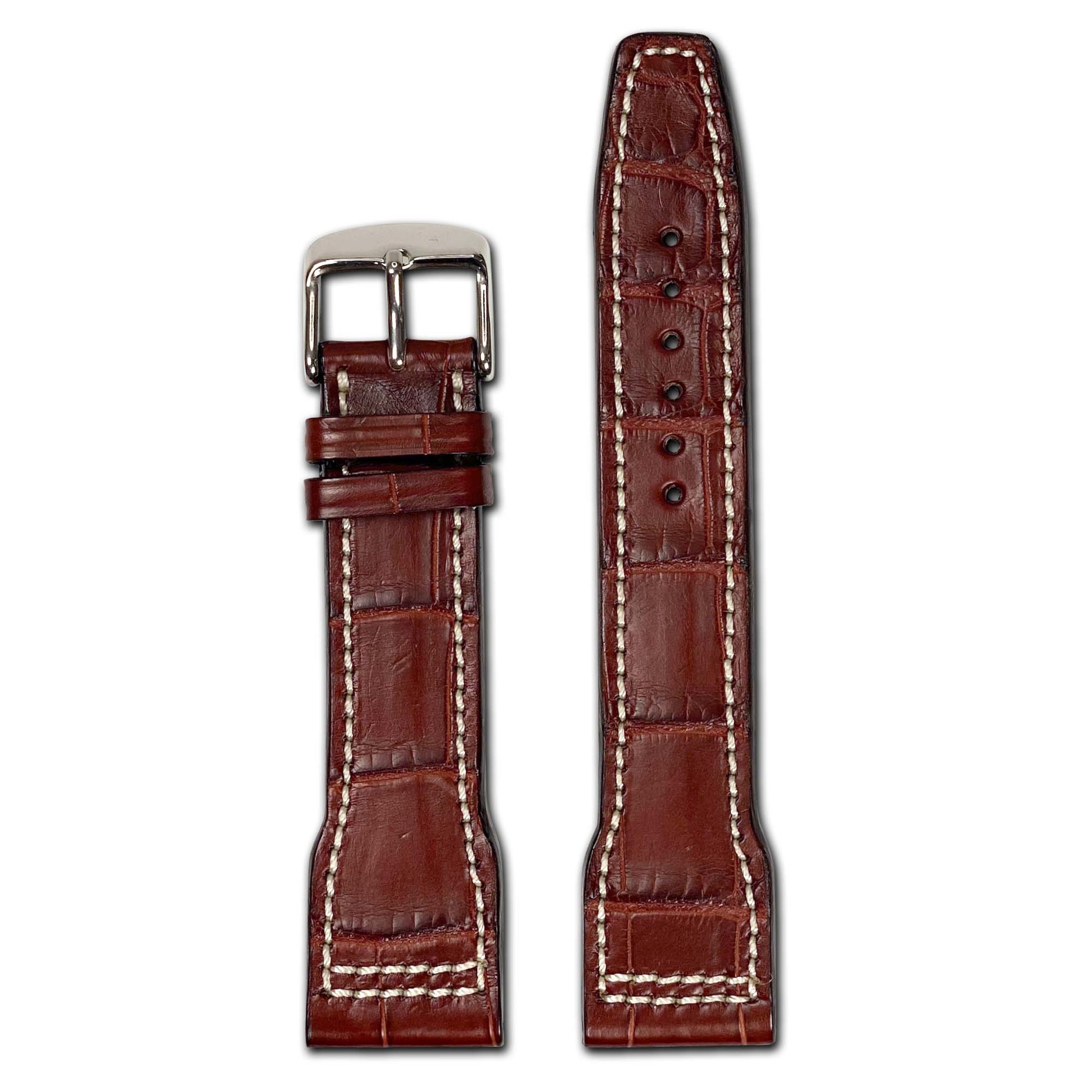 Genuine Alligator Watch Band | Mahogany | Hurricane | IWC Style