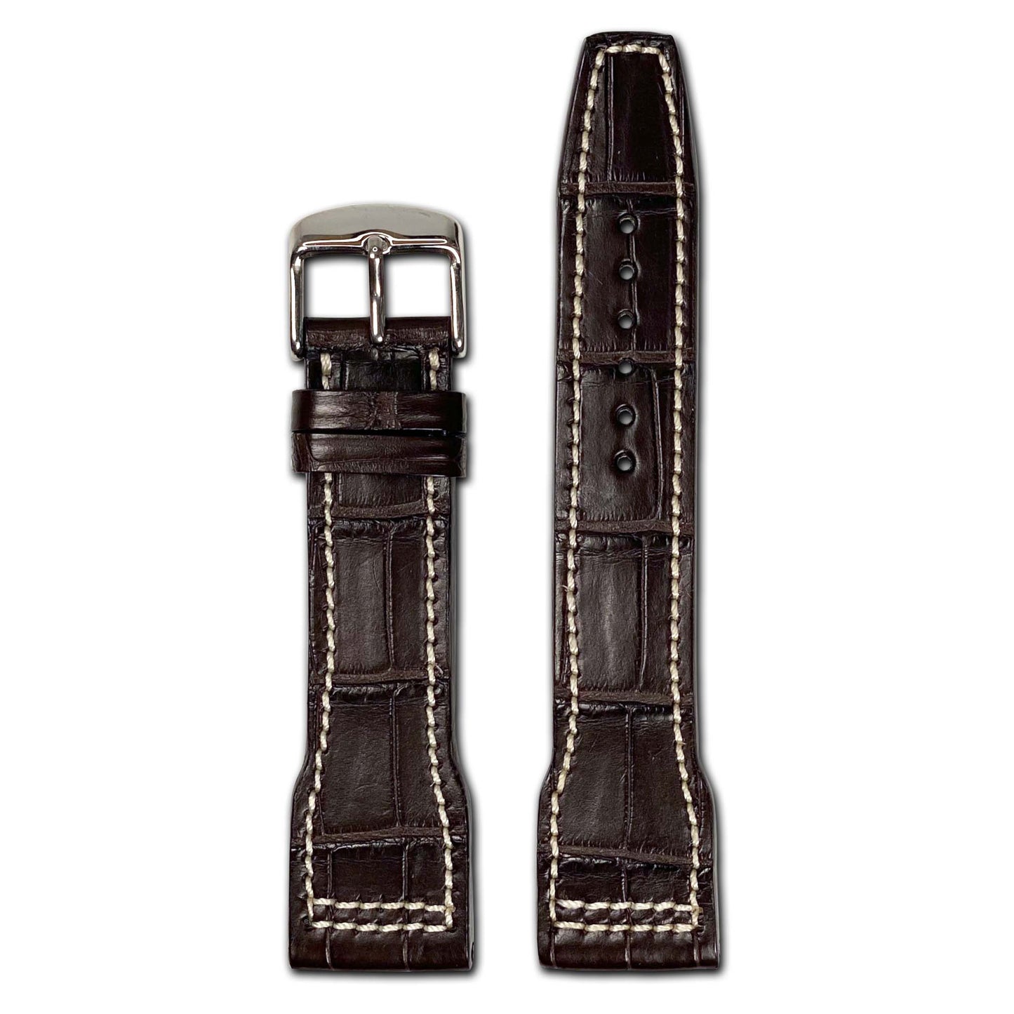 Genuine Alligator Watch Band | Mocha | Hurricane | IWC Style