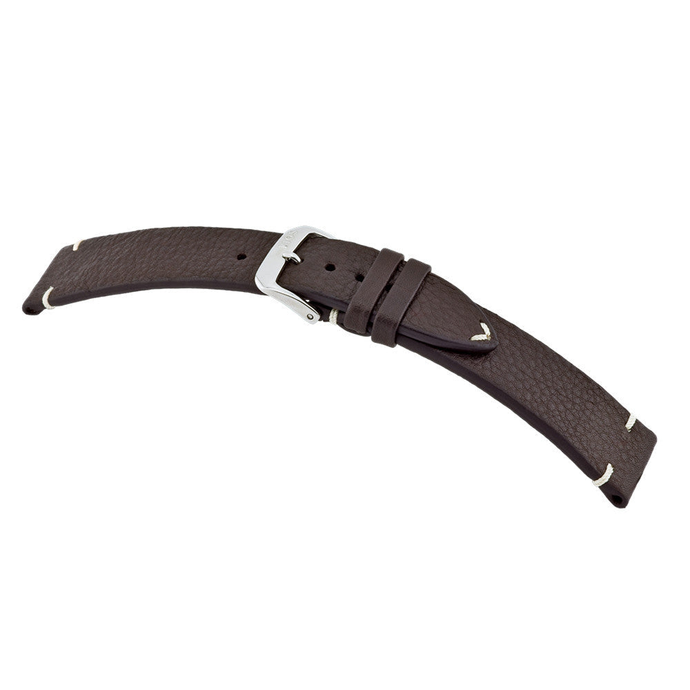 Certified Organic Leather Watch Band | Mocha | Inzell | Minimal Stitch