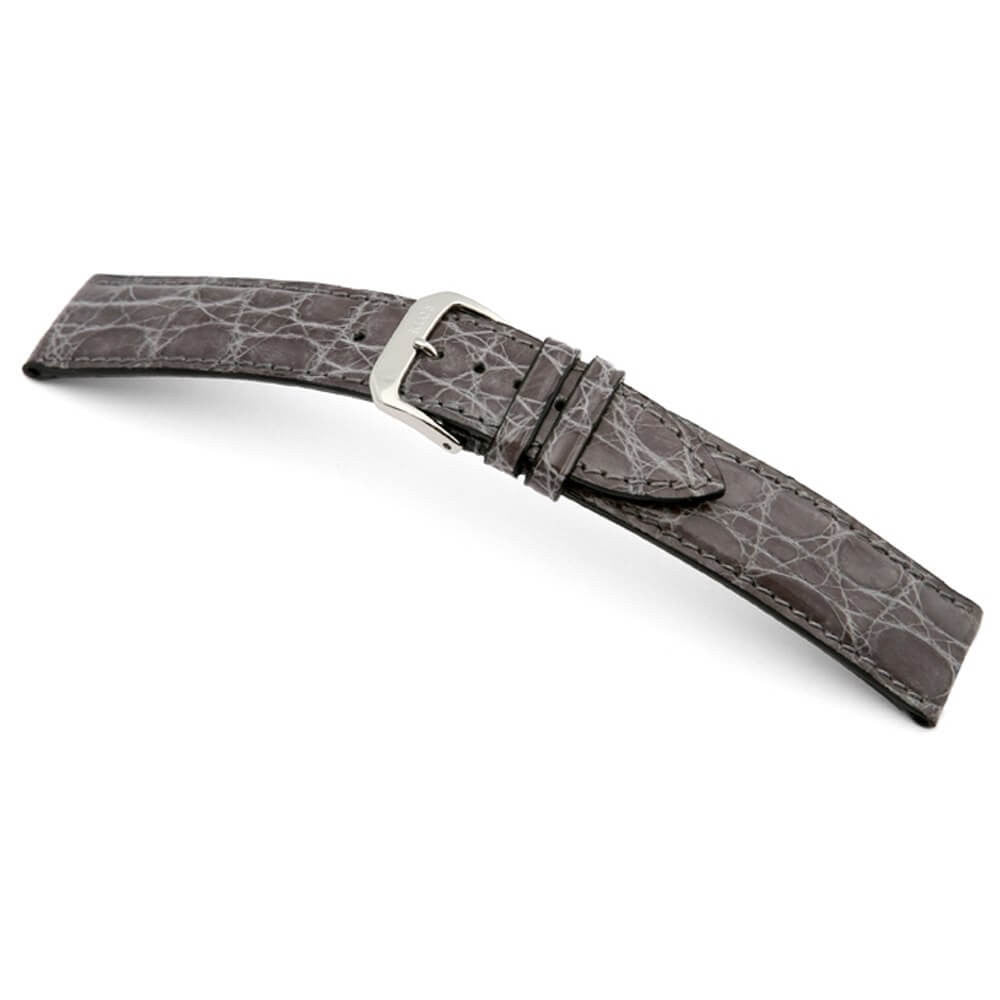 Genuine Crocodile Watch Band | Stone Grey | Lord | Glossy