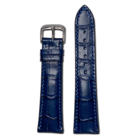 Embossed Leather Alligator Print Watch Band | Navy | Louisiana