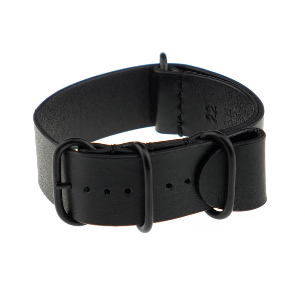 Calfskin Watch Band | Black | Madrid | One-Piece | 4 PVD Rings