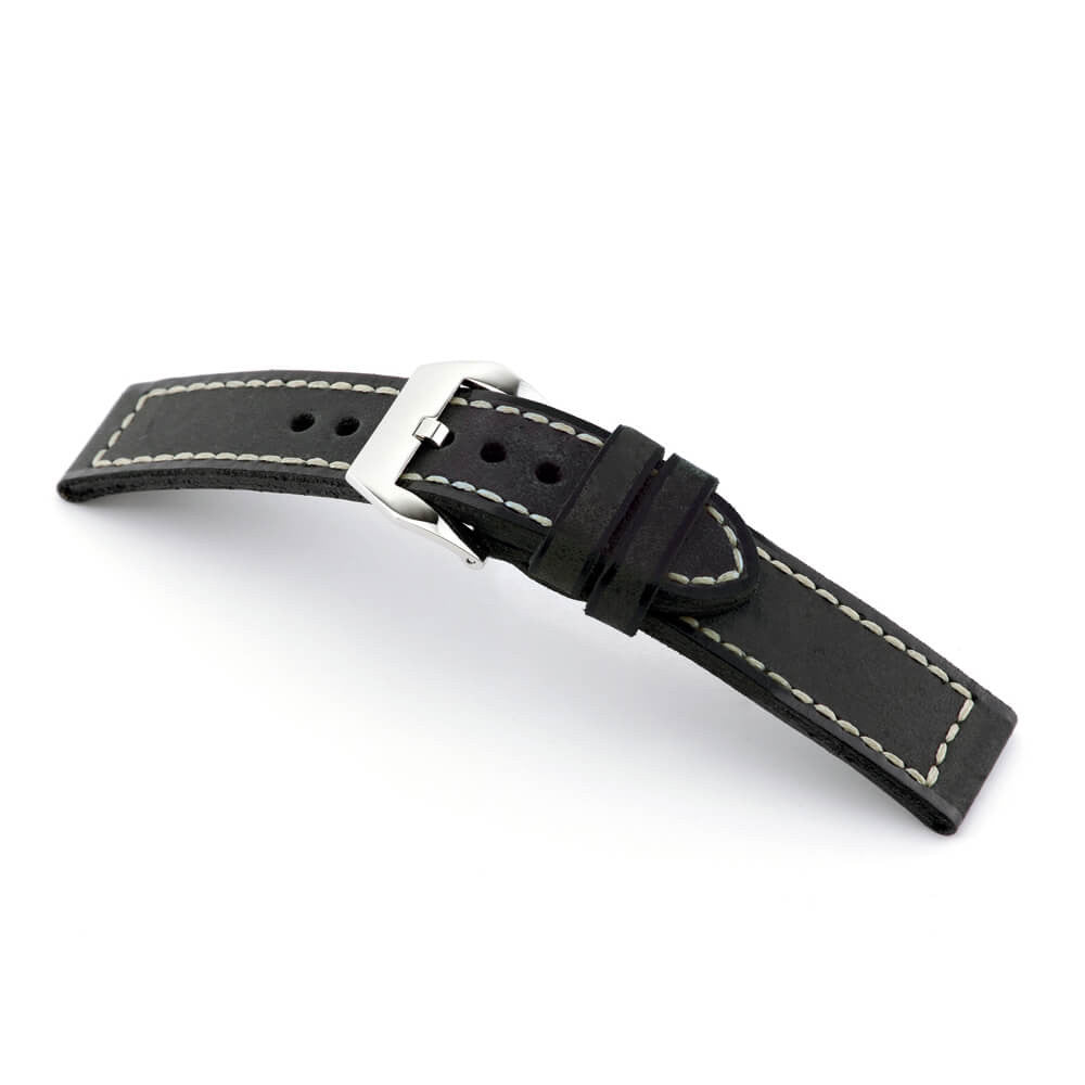 Black Genuine Vintage Leather Watch Band | Manchester