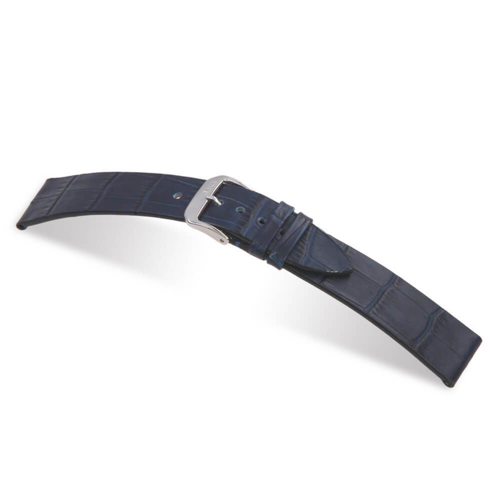 Embossed Leather Alligator Print Watch Band | Navy | Miami