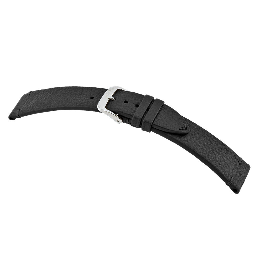 Certified Organic Leather Watch Band | Black | Mittenwald | Minimal Stitch