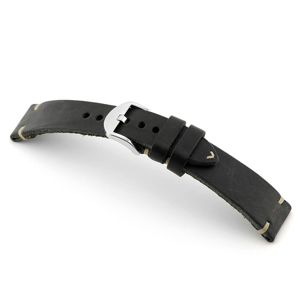Genuine Leather Watch Band | Black | Moore | Minimal Stitch