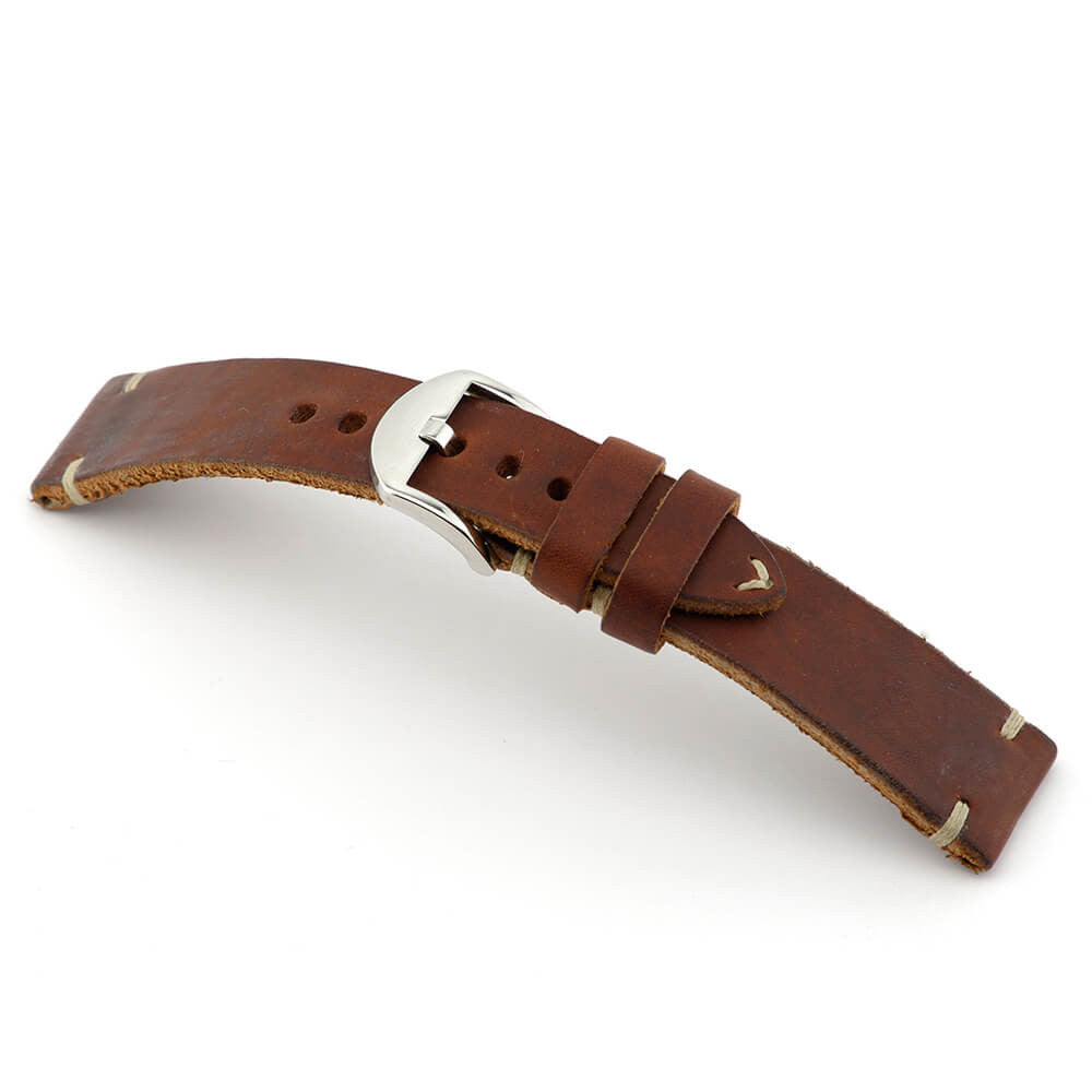 Genuine Leather Watch Band | Mahogany | Moore | Minimal Stitch