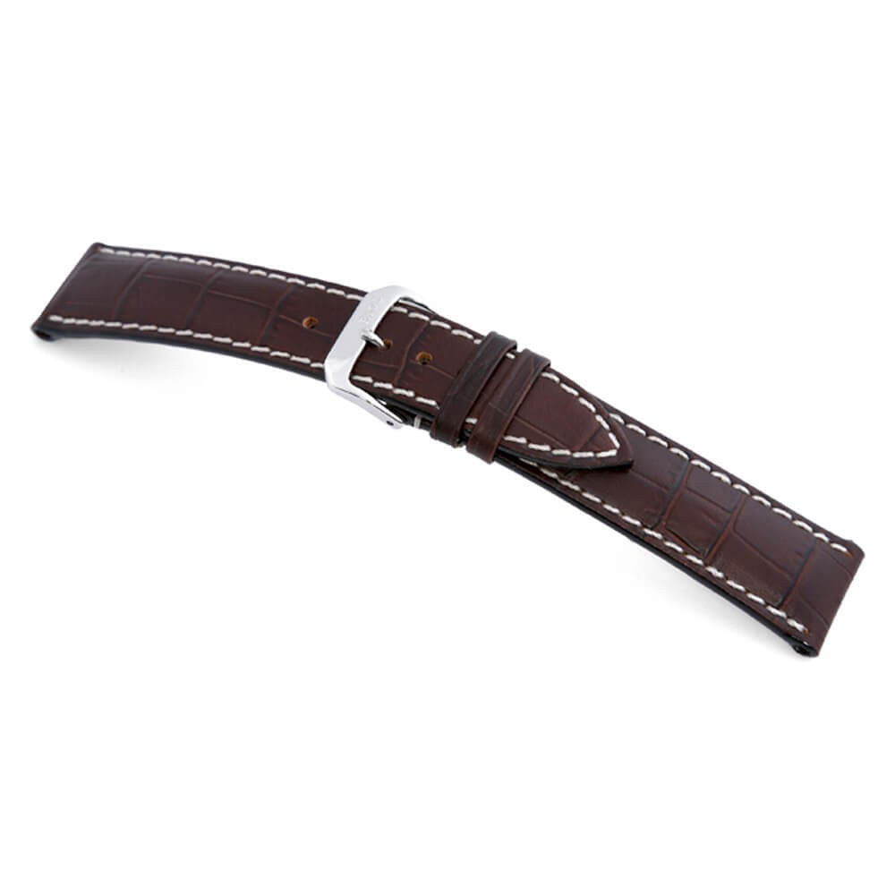 Embossed Leather Alligator Print Watch Band | Mocha | New Orleans