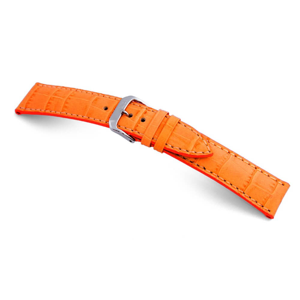 Embossed Leather Alligator Print Watch Band | Orange | New Orleans