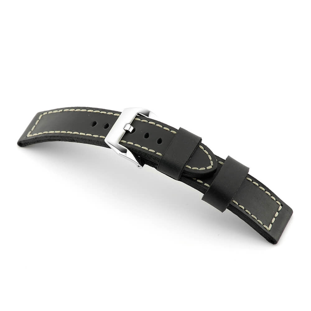 Genuine Vintage Leather Watch Band | Black | Newcastle