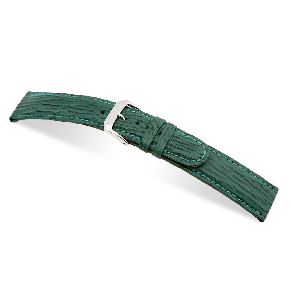 Embossed Leather Shark Print Watch Band | Forest Green | Ocean
