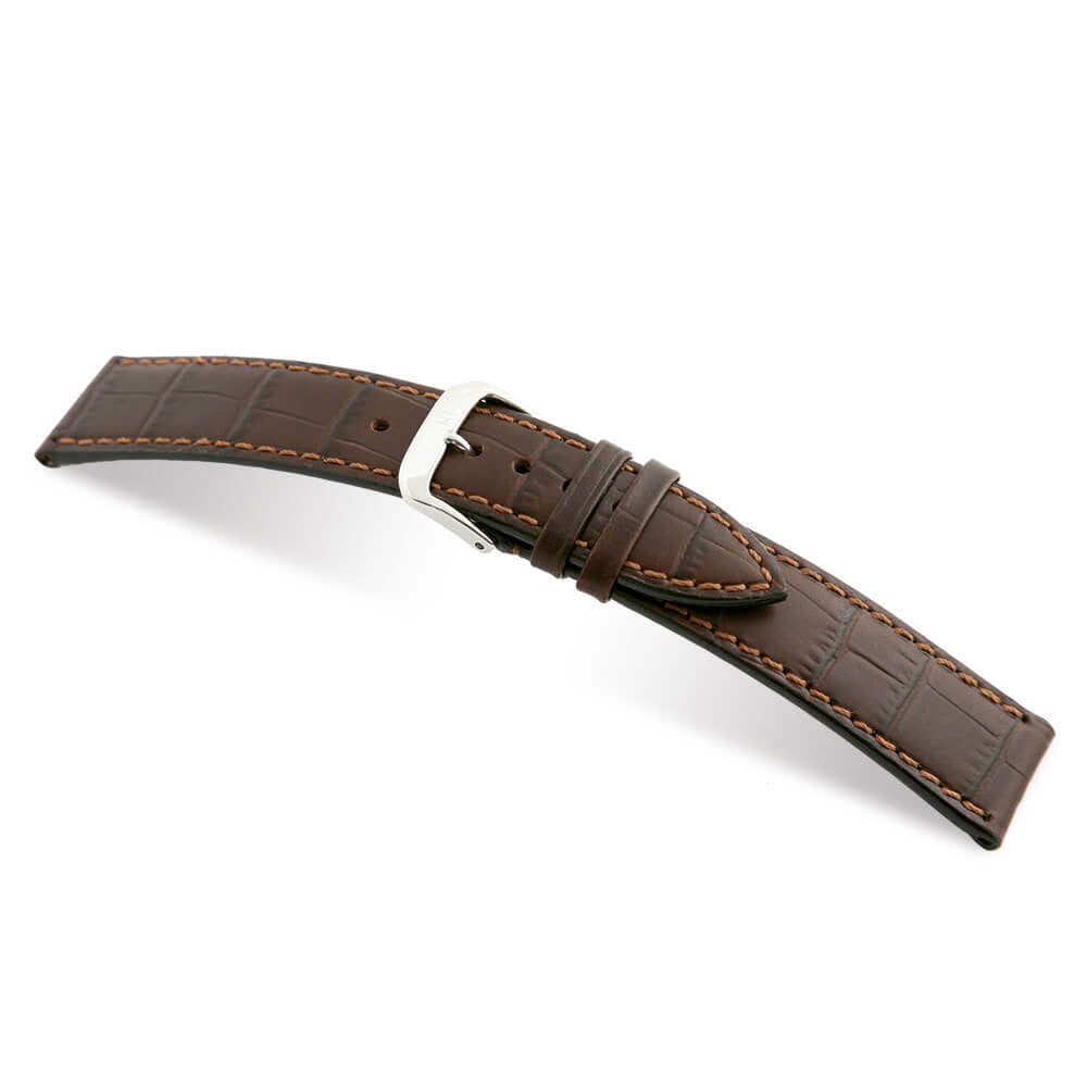 Embossed Leather Alligator Print Watch Band | Mocha | Orlando