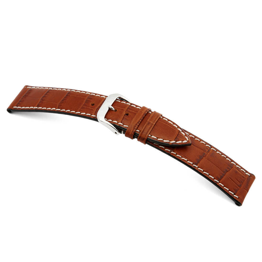 Embossed Leather Alligator Print Watch Band | Mahogany | Panama