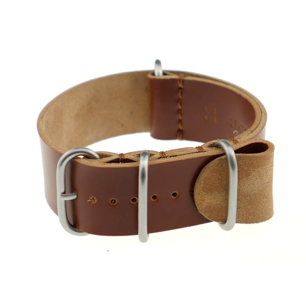 Shell Cordovan Watch Band | Cognac | Prague | One-Piece | 4 Brushed Rings