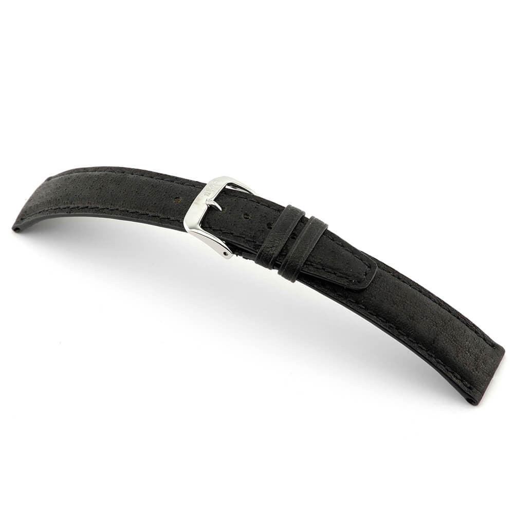 Genuine Pigskin Watch Band | Black | Tobacco