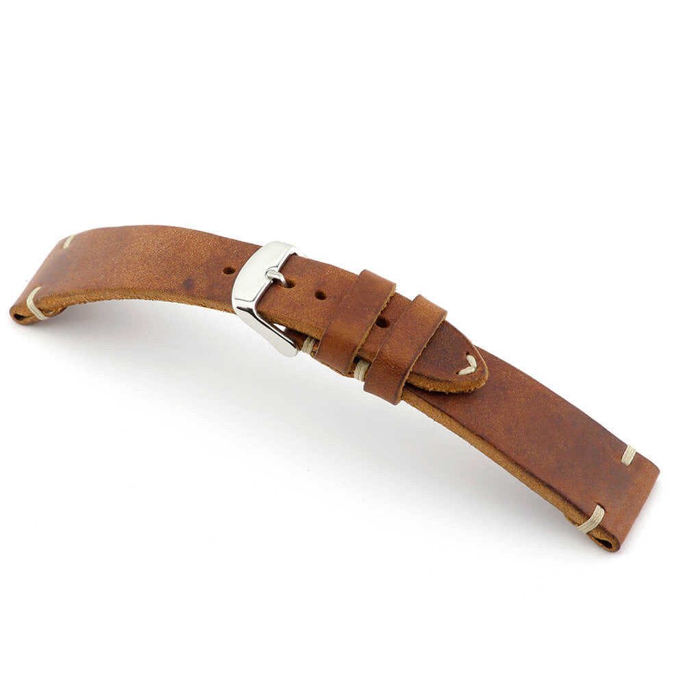 Genuine Leather Watch Band | Cognac | Watts | Minimal Stitch