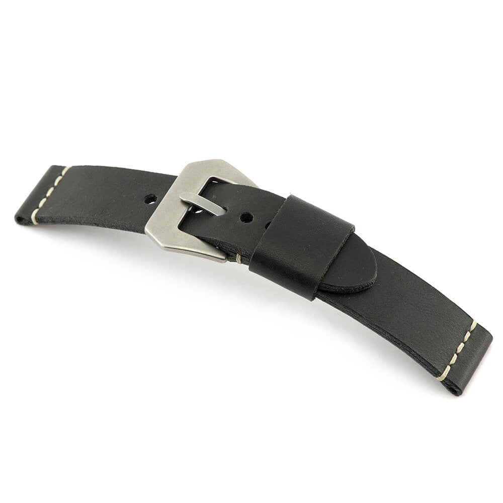 Genuine Vintage Leather Watch Band | Black | Winchester | Minimal Stitch