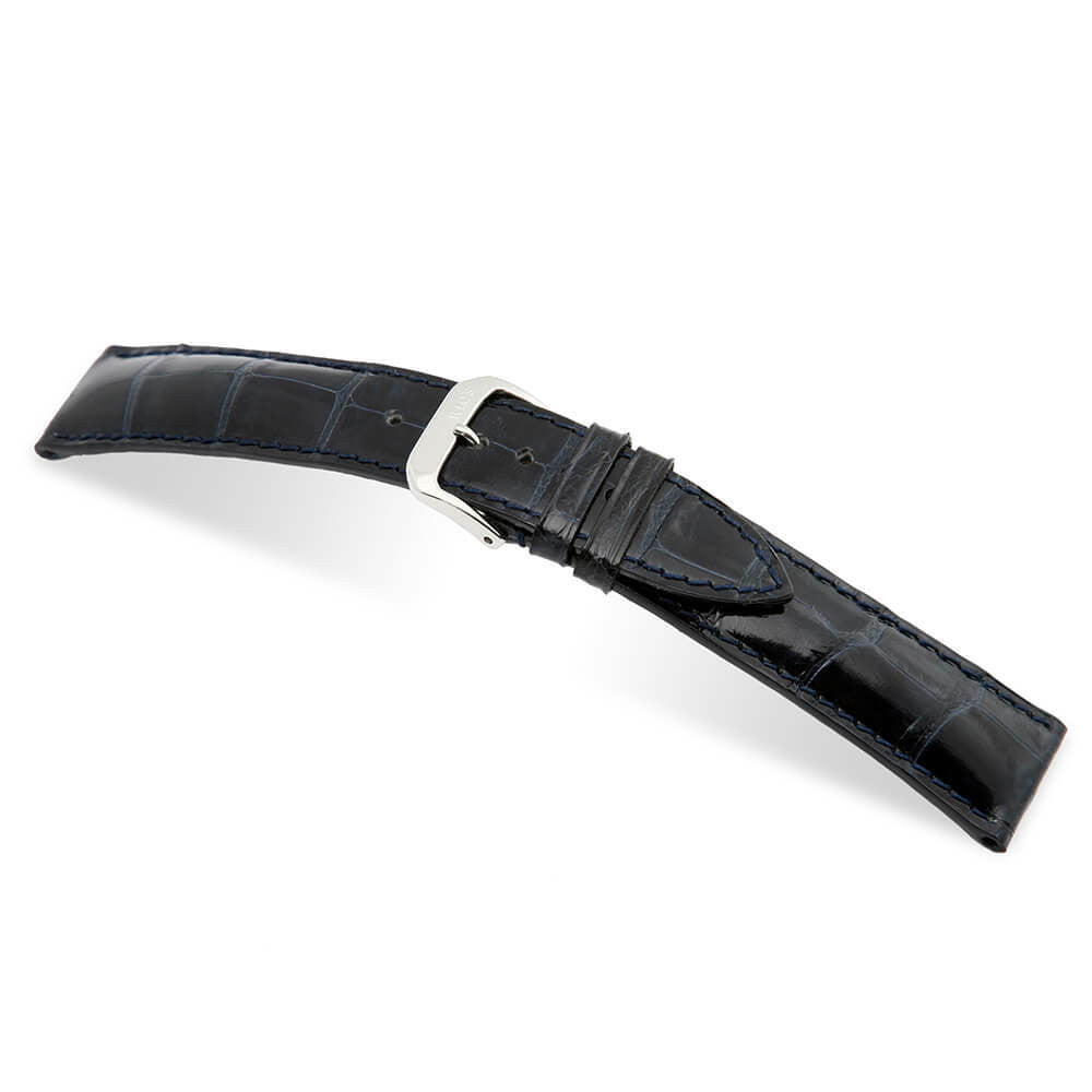 Genuine Alligator Watch Band | Ocean Blue | Windsor | Glossy Finish | Full Cut