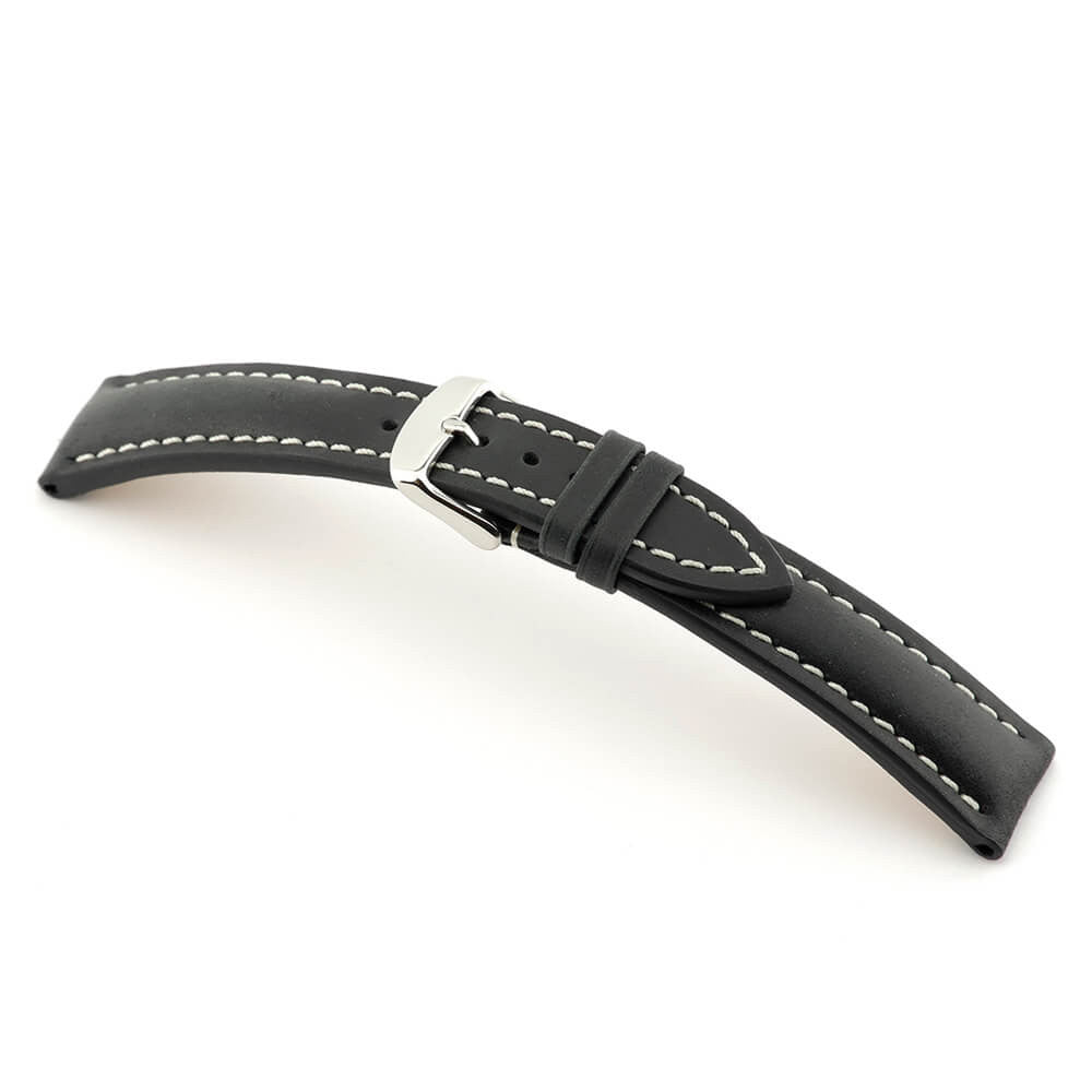 Genuine Vintage Leather Watch Band | Black | York | Padded